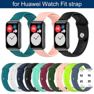 สายนาฬิกาข้อมือซิลิโคน หัวเข็มขัดย้อนกลับ อ่อน สายรัดข้อมือ สําหรับ Huawei Watch Fit