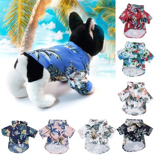 Ch1-pets ฤดูร้อน ต้นมะพร้าว สับปะรด พิมพ์ลาย ฮาวาย เสื้อชายหาด เสื้อเบลาส์ เสื้อผ้าสุนัข