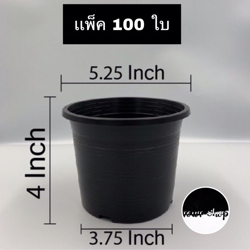 กระถางต้นไม้พลาสติก/กระบองเพชร/แคคตัส/ต้นไม้มงคล 5 นิ้ว กลม แพ็ค 100 ใบ ดำ