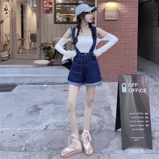 Many Jeans Overalls เอี๊ยมกางเกงยีนส์ขาสั้นเอวสูงพร้อมส่ง