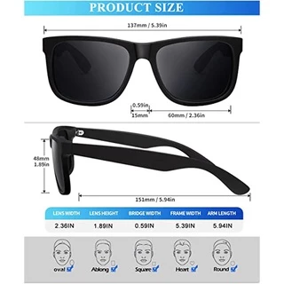 แว่นกันแดด Sunglasses แว่นตากันแดด วินเทจ Polarized UV400 สำหรับชายและหญิง Unisex (สีดำ)