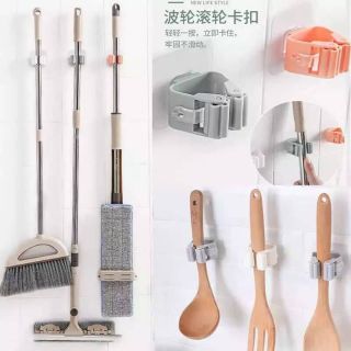 Mop Holder ตะขอลูกล้อศูนย์ยากาศแขวนไม้กวาด,ไม้ถูพื้น,อเนกประสงค์