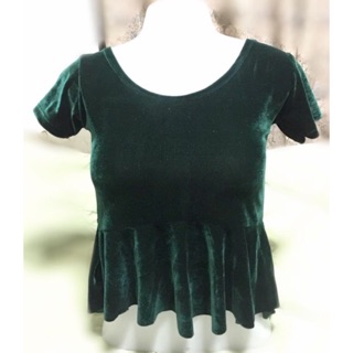 👏New😍😍 เสื้อกำมะหยี่เอวระบาย