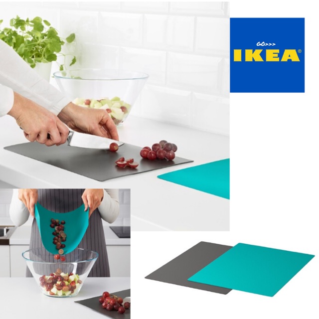 GO_IKEA {พร้อมส่ง+แท้💯%} เขียง เขียงพับได้ เขียงพลาสติก ikea อิเกีย เขียงพลาสติกงอได้, เทาเข้ม+เขียว,28x36ซม.