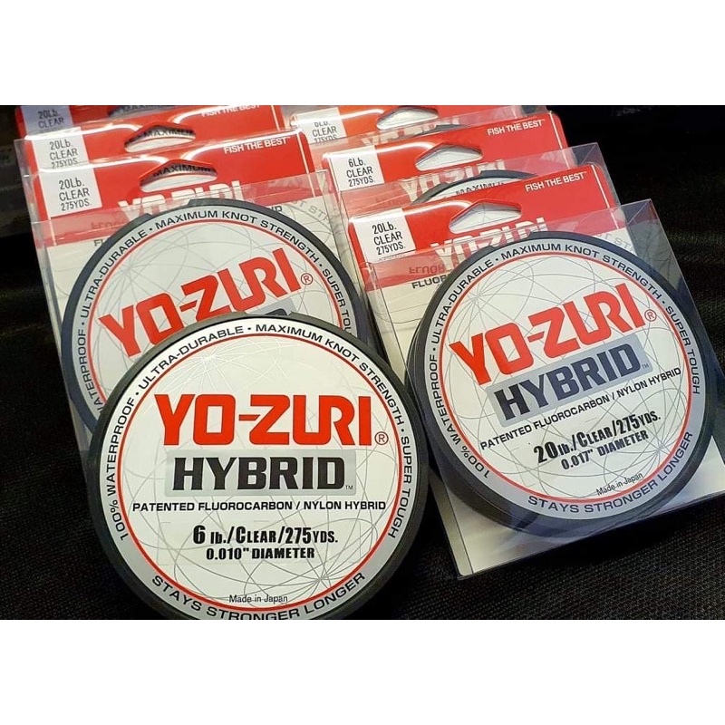 YO-ZURI HYBRID YOZURI สายไนล่อน Fluorocabon สีขาวใส ความยาว 275 YDS.
