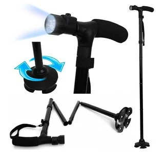 buybuytech Magic Cane with LED ไม้เท้า ไม้ค้ำยัน ไม้เท้าช่วยพยุง พับได้มีไฟฉาย LED ในตัว Lights รุ่น MagicCane-55a-Song
