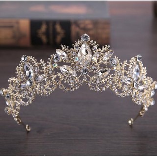 พลอยคริสตัลมงกุฎราชินีมงกุฎ Tiaras เจ้าสาวเจ้าสาวอุปกรณ์เสริมผมแต่งงาน