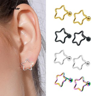 SKYSTAR_Stainless Steel Star Bar Ear Tragus Cartilage Helix Stud Earrings Body Piercing