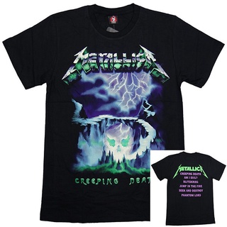 TSHIRTฝ้ายGildan เสื้อยืดลําลอง ผ้าฝ้าย 100% พิมพ์ลาย METALLICA CREEPING DEATH SHIRT ( ROCKYEAH ) สีดํา พลัสไซซ์ สําหรับ