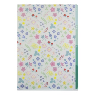 MIDORI 3 Pockets Clear Folder &lt;A4&gt; Wild flower (D35256006)/ แฟ้ม 3 ช่อง ขนาด A4 ลายดอกไม้ป่า แบรนด์ MIDORI ประเทศญี่ปุ่น