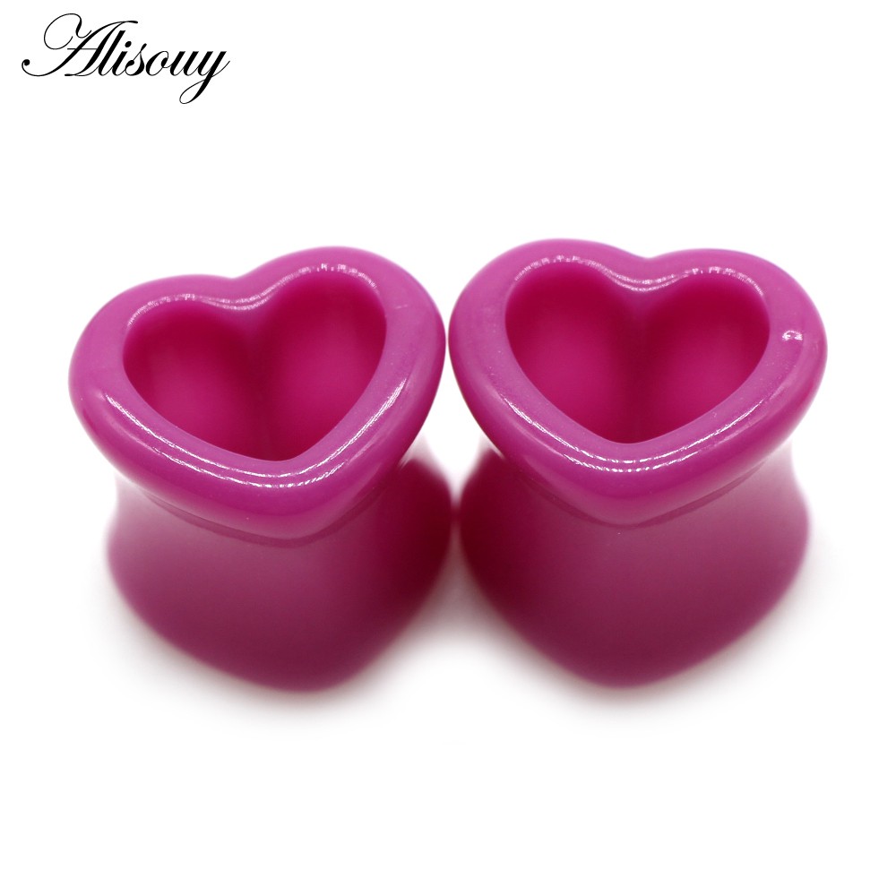 Alisouy 2 ชิ้น 4 มม.-25 มม. สีขาว สีดํา สีน้ําตาล หัวใจ อะคริลิค ปลั๊กอุโมงค์ ยืดเนื้อ เกจขยาย เจาะร่างกาย เครื่องประดับ ราคา ถูกที่สุด ดีลบีเคเค แกลเลอรีภาพที่ 7