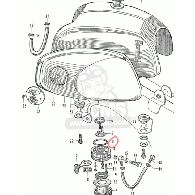 C71/72/75/76/C92 Motorcycle Petcock Oil ring.