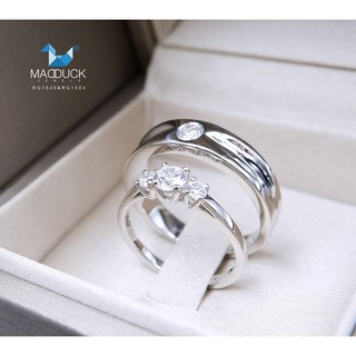 Madduckjewels แหวนเงินแท้ เพชร CZ ชุบโรเดียม RG1520-RG1504