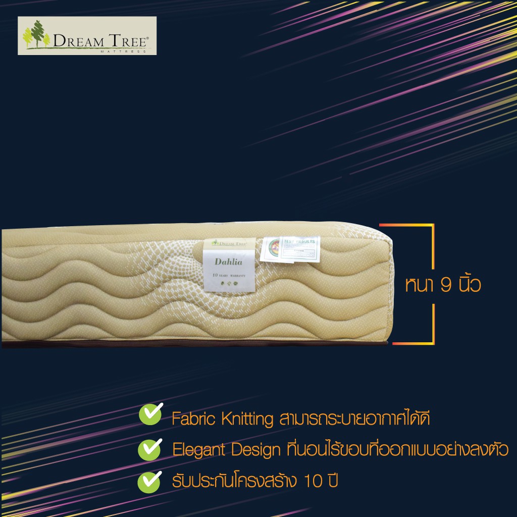 ที่นอน Dream Tree รุ่น Dahlia  + เตียง รุ่น Andrea ขนาด 6 ฟุต ฟรีหมอนหนุน 2  + ฟรีหมอนข้าง 2 ส่งฟรี