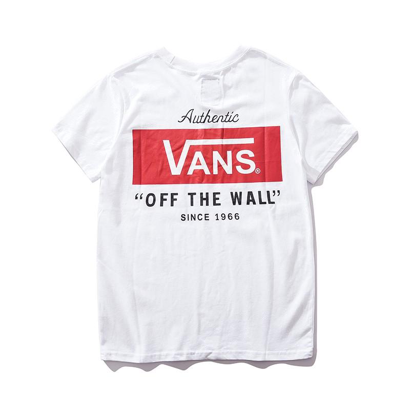 Vans Original เสื้อยืดแฟชั่นผู้ชายผู้หญิงคุณภาพสูง