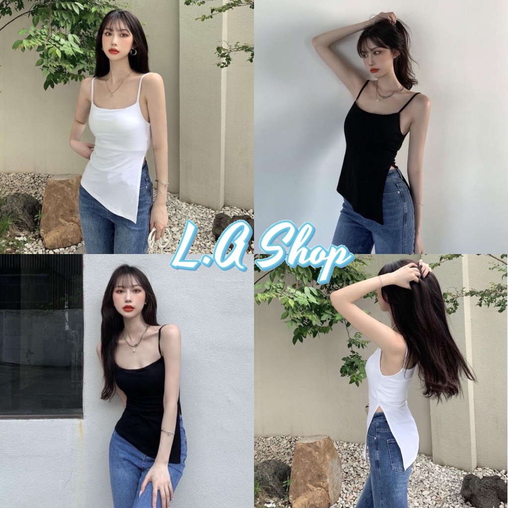 L.A Shop ​พร้อมส่ง เสื้อสายเดี่ยวไหมพรม ผ่าด้านข้างสุดเซ็กซี่ (11059)