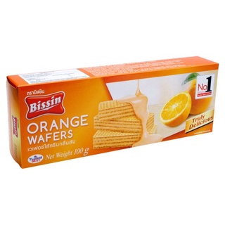 ✨ขายดี✨ บิสชิน เวเฟอร์ไส้ครีมกลิ่นส้ม 100กรัม Bissin Orange Wafers 100g