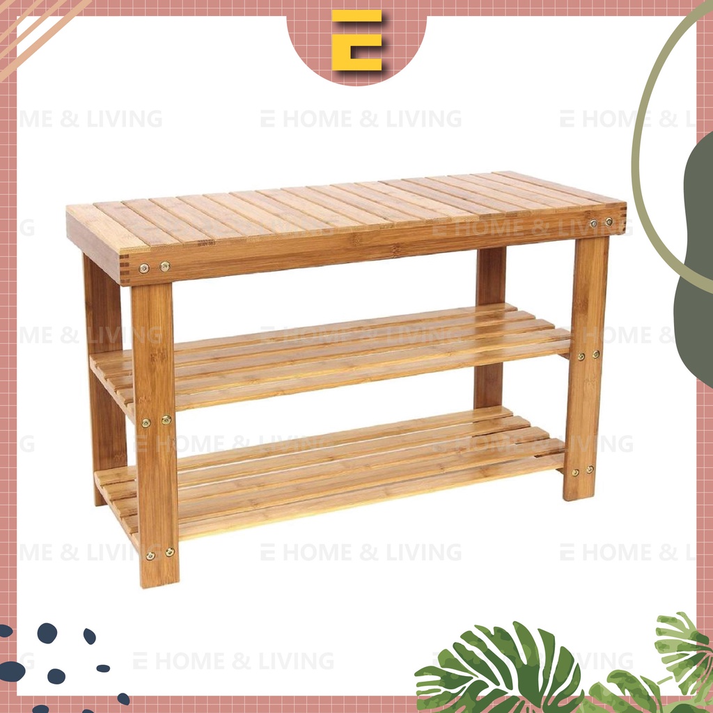 [EC] Bamboo Shoe Storage Bench ชั้นวางรองเท้า / สตูลเก็บของ [Bar/Carve Surface]