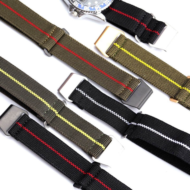 นำเข้า MN Paratrooper Parachute Elastic Strap 20MM 21MM 22MM Black Green NATO Woven Nylon Men's Watc