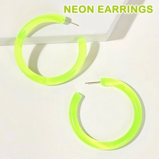 [กรอกโค้ด WYNCYV ลด 15%] ต่างหูสีนีออน สะท้อนแสง ต่างหูเรืองแสงเมื่อกระทบไฟแบล็คไลท์