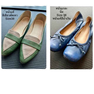 ส่งฟรี Used รองเท้าคัตชูหนังแท้ Size38