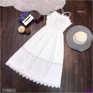 👗Pfashion [ส่งไว!!🚛] P5544 	แม็กซี่เดรส สายเดี่ยวไข้วหลัง