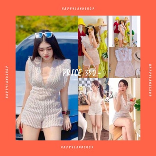 จั้มสูทนางฟ้าขาสั้น📌ดิเทลสวยมากจ้า ผ้าลูกไม้เนื้อหนาแต่งชัปในสีนู้ด