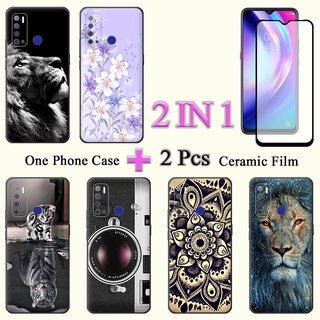 2 IN 1 Tecno Pouvoir 4 Pouvoir 4 Pro เคสนิ่ม พร้อมตัวป้องกันเซรามิก หน้าจอโค้ง ฟิล์มนิรภัย