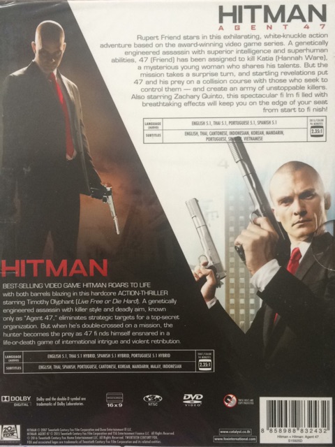 Hitman Hitman Agent 47 Dvd 2 Disc ฮ ทแมน โคตรเพชฌฆาต 47 ฮ ทแมน สายล บ 47 ด ว ด 2 แผ น Shopee Thailand