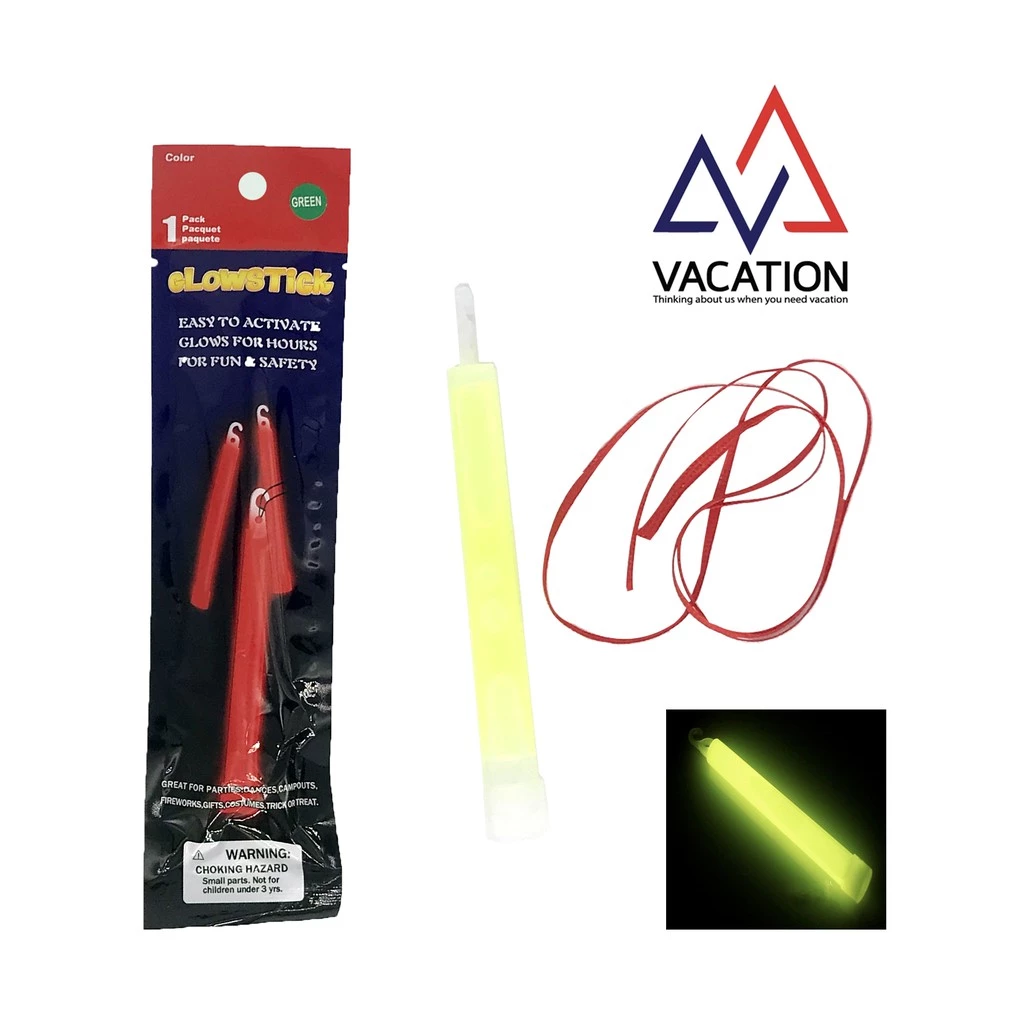 VACATION แท่งไฟเรืองแสง Glow Stick 6 นิ้ว ใช้แล้วทิ้ง เรืองแสง 6–8 ชม. งานปาร์ตี้/กิจกรรม