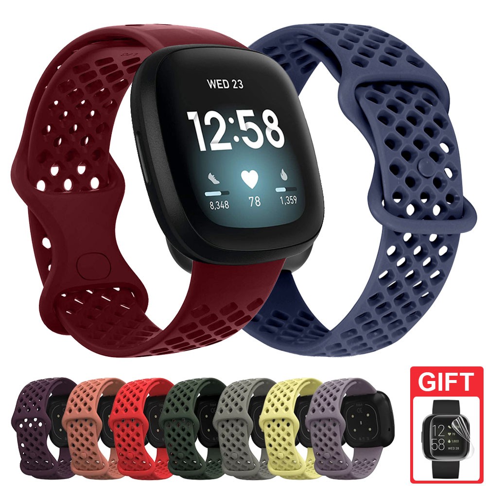 Starp สําหรับ Fitbit Versa 3 / Fitbit Sense ซิลิโคน Breathable สร ้ อยข ้ อมืออุปกรณ ์ เสริม Fitbit Versa 4 / Sense 2