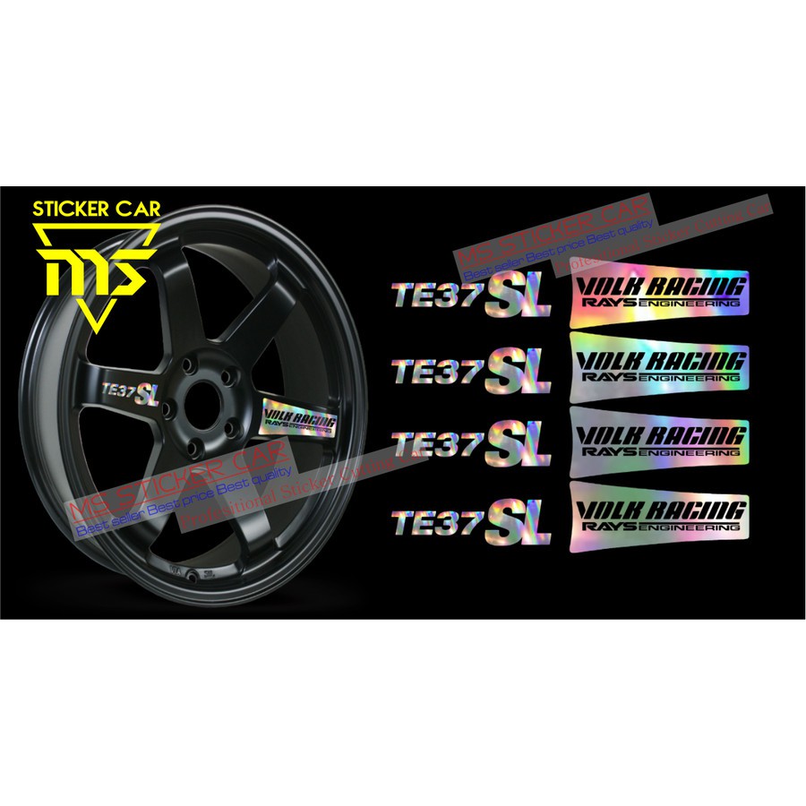 TE37 SL JDM สติ๊กเกอร์ Rays Volk Racing Wheels Decals 17-20 นิ้ว ขอบ - เลเซอร์โครเมียม