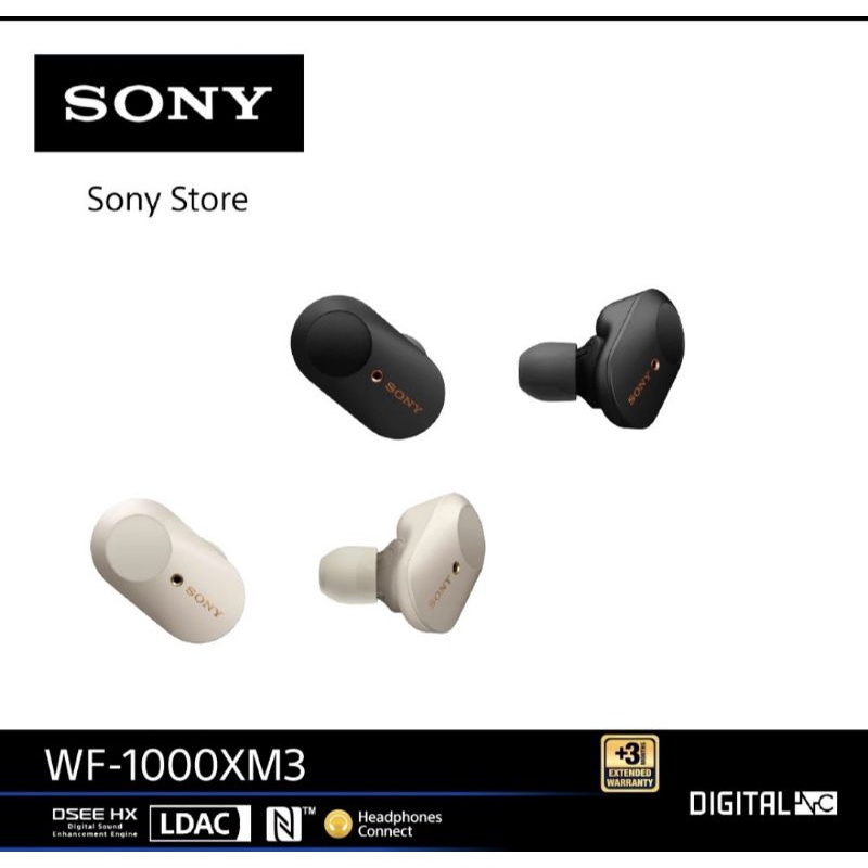 Sony หูฟังป้องกันเสียงรบกวนแบบไร้สาย รุ่น WF-1000XM3
