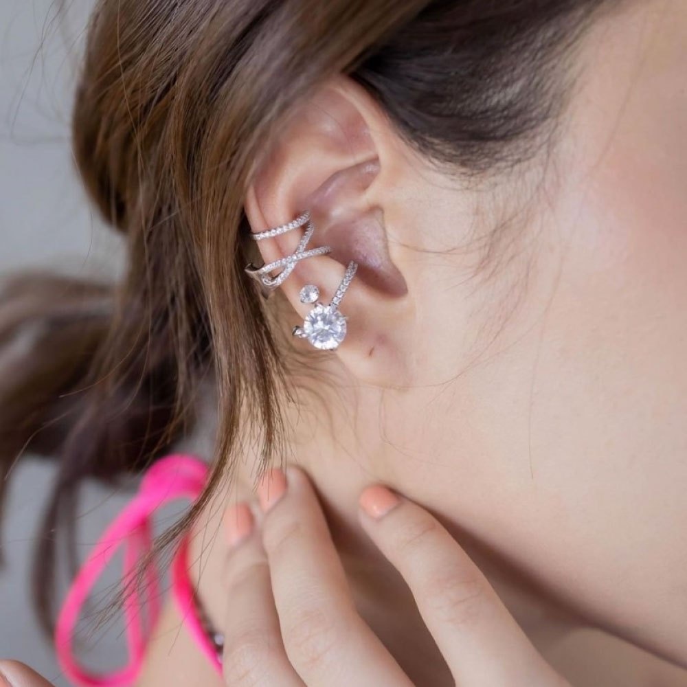[ส่งด่วนฟรี]SWAN – Cross Ear Clip ต่างหูหนีบเงินแท้ คล้องหู ไม่ต้องเจาะ ฝังเพชรคิวบิกเซอร์โคเนีย ราคา ถูกที่สุด ดีลบีเคเค แกลเลอรีภาพที่ 7