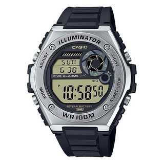 CASIO นาฬิกาผู้ชาย สายสแตนเลส-เรซิ่น (ประกันCMG ศูนย์เซ็นทรัล 1ปี) รุ่น  MWD-100H-2A(น้ำเงิน) MWD-100H-9A (สีชา)