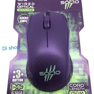 Di shop Signo Socio เมาส์ ออพติคอม เกมมิ่ง Optical Mouse USB Mo-98 Black สีดำ