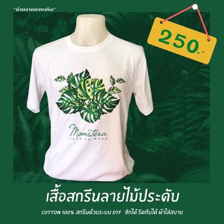 เสื้อยืด ต้นไม้ฟอกอากาศ Monstera งานสกรีนสวย ผ้าCotton100%