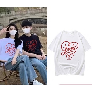 🌟Fairy style🌟เสื้อยืด แฟชั่นพิมพ์ลายหัวใจ ผ้านิ่ม คอกลม ใส่สบาย#9641