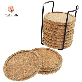 COD Cork Coasters with Lip for Drinks Absorbent Thick Rustic Saucer