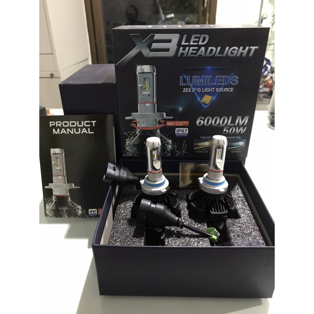 หลอดไฟรถยนต์ LED X3 50W 6000LM