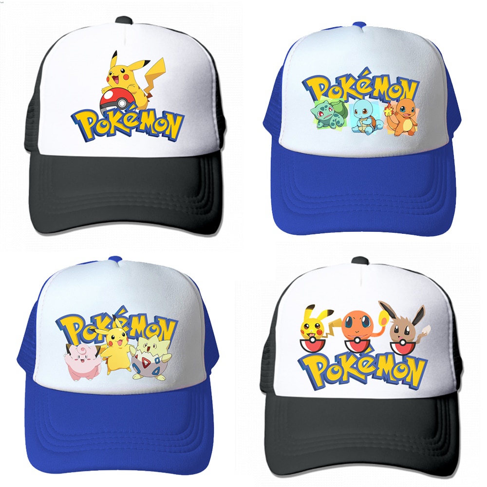 หมวกเบสบอล ผ้าตาข่าย ลาย Pokemon Pikachu แฟชั่นฤดูร้อน สไตล์ฮิปฮอป สําหรับเด็กผู้ชาย และเด็กผู้หญิง