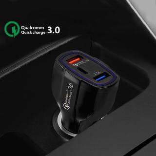 ที่ชาร์จโทรศัพท์ในรถ USB คู่    ที่ชาร์จในรถยนต์ Type-c    เครื่องชาร์จในรถยนต์ 3.0   5V  3.5A   QC3.0    ชาร์จเร็ว    ที่ชาร์จในรถ USB