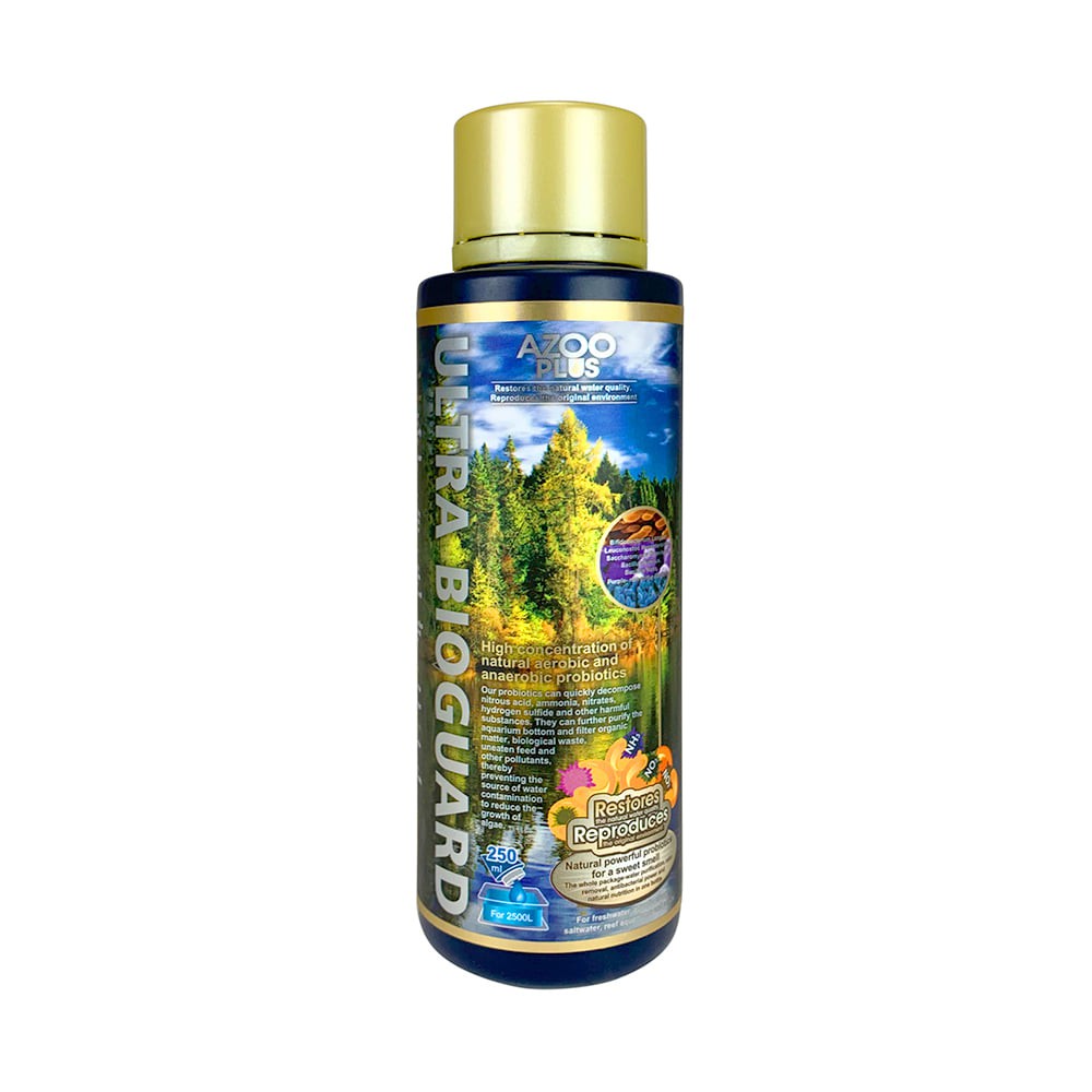 Azoo Ultra bioguard เอซู ฝาทอง แบคทีเรีย บำบัด ย่อยสลายของเสีย ตู้ปลา ไม้น้ำ แบค น้ำ ฝาทอง เอซูฝาทอง