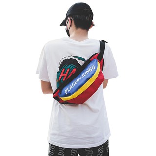  กระเป๋าคาดอก (Mei Nai Li) Fanny Packกระเป๋าคาดอกชาย-หญิง สกรีนอักษรขาว สุดเท่  กระเป๋าคาดอกผู้ชาย  กระเป๋าคาดอกผู้หญิง