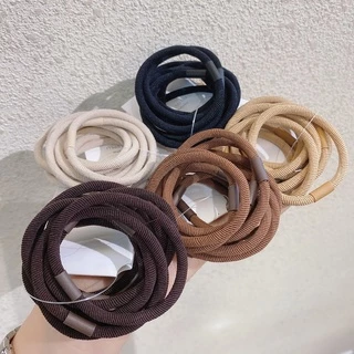 5 ชิ้น สไตล์กาแฟ สีกากี INS ไนลอน แน่นมาก ยืดหยุ่น ยางรัดผม เชือกผูกผม เครื่องประดับเกาหลี