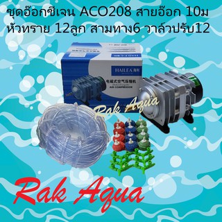 ปั้มอ๊อกซิเจนHAILEA ACO-208 ปั้มลมลูกสูบพร้อมสายอ๊อก 10 เมตร รวมหัวทราย 12 ลูก(คละสี) สามทาง 6 ตัว วาล์วปรับแรงลม 12 ตัว