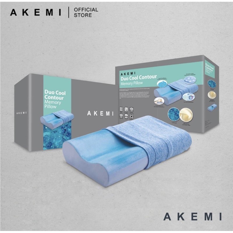 หมอนสุขภาพ AKEMI Duo Cool Contour Memory Pillow ลดกรน ช่วยรักษา office syndrome เคลือบเจลเย็น หมอนดูดวิญญาณ