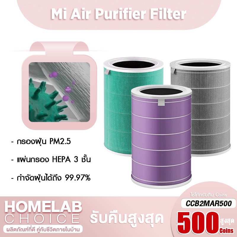 [รับคืน 500C. Code 10CCBDEC1] Xiaomi Mijia Mi Air Purifier HEPA Filter ไส้กรอง 2S / 2H / 3H / Pro / 