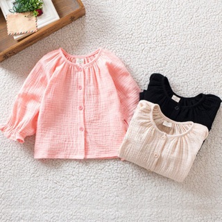 ⚡️พร้อมส่ง⚡️ เสื้อเชิ้ตเด็ก แขนยาว ผ้านุ่ม