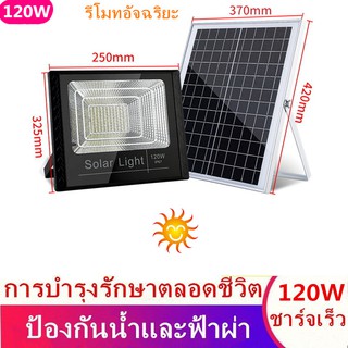 Solar lightไฟพลังงานแสงอาทิตย์ โคมไฟติดผนังพลังงานแสงอาทิตย์ (120W)แผงโซล่าเซลล์โซล่าเซลล์พร้อมรีโมทควบคุมแสงกลางแจ้ง ไฟ